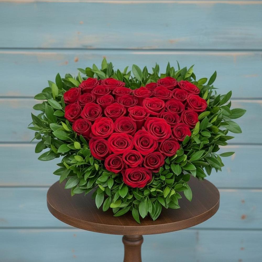 Цветочная композиция из Розы в виде сердца в Земетчино