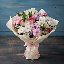 Букет цветов из:  Хризантемы, Альстромерии и Розы в Земетчино