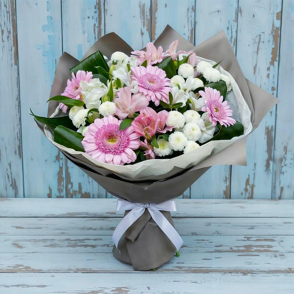 Букет цветов из: Герберы, Альстромерии и Хризантемы в Земетчино