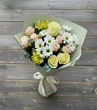 Букет цветов из:  Альстромерии, Розы и Хризантемы в Земетчино