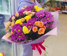 Букет цветов из:  Хризантемы и Розы #REPLACE_PRED# Земетчино